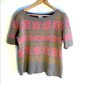 Sundance Aztec Wool Short Sleeve Sweater XL EUC